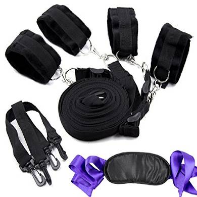 Hisionlee Bondage Sex Set mit Handschellen und Fuß-Manschetten und Augenklappe f&uum