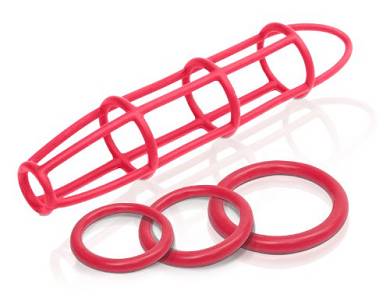 Fetish Fantasy Elite Silicone Cage and Ring Set Red