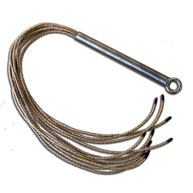 Geflochtene Lederpeitsche mit Edelstahlgriff