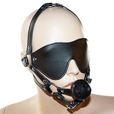 Mundknebel #7084 Ballknebel. Kopfharness mit Gag-Ball und Augenbinde
