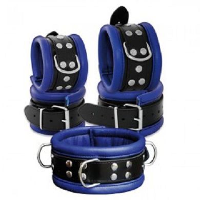 Leder Fesselset in Blau 5cm breit