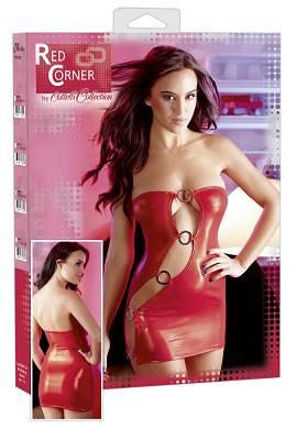 Glnzend rotes Kleid mit Ringen