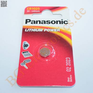 2 x CR1025 Lithium Power Batterie 3V 2.5mm 10mm Panasonic Knopfzelle 2pcs