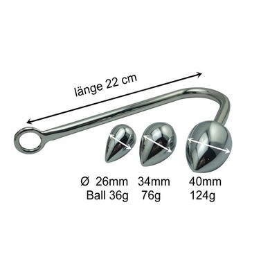 Bondage Anal Hook 3er Set 22xØ 26,34,40mm