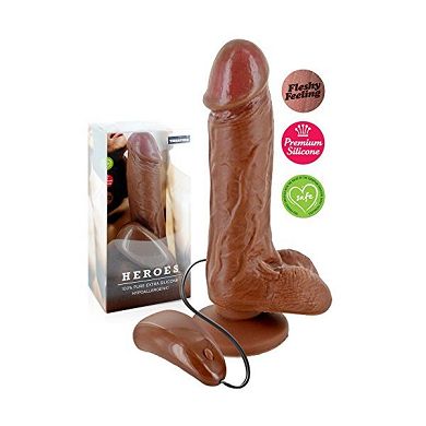 HEROES Silicone Penis 7" mulato Vibrating