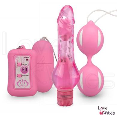 Feminines Sextoy-Paket mit Vibro-Ei, Vibrator & Liebeskugeln