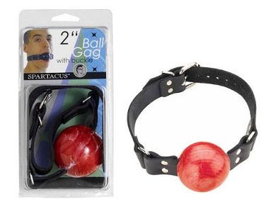 Spartacus Maulknebel Knebel 2" 5cm Gummi Rot Red Leder