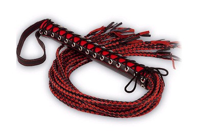 Leder Peitsche 13 Strang BLACK / RED