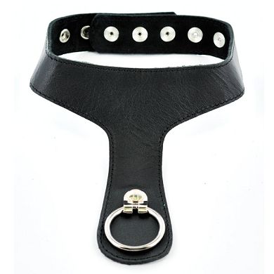 Leder-Halsband mit Ring schwarz