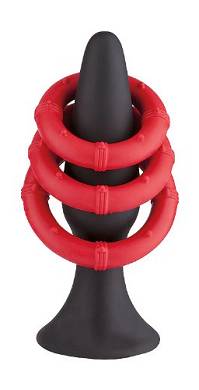 Dream Toys Menz Stuff Pash Kit. 4 teilig Set. Anal Plug schwarz. 3 Cockring rot. Läng