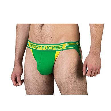 Sportfucker Jock / Jockstrap - sexy knapper Schnitt / hinten offen - grün / gelb -