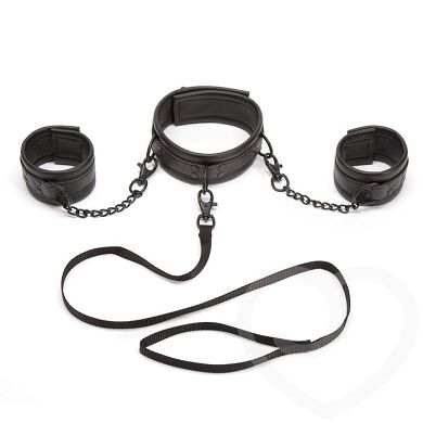 Bondage Boutique Halsband und Fesseln aus Kunstleder