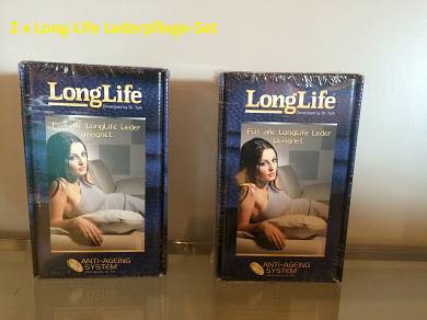2 x Longlife Lederpflege Set Lederreiniger + Ledercreme Schwamm + Tuch
