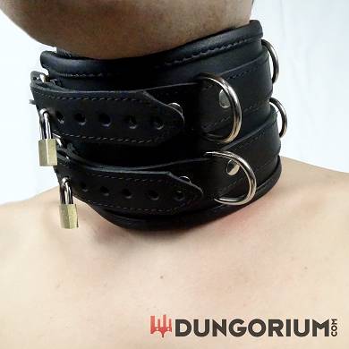 Breites Lederhalsband mit Doppelschnalle