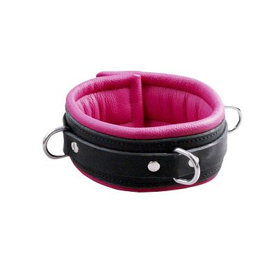 Halsfessel Basic, schwarz/pink