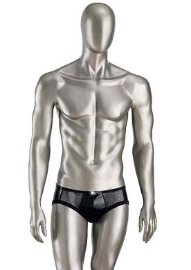 Eros Veneziani Herren Netz-Slip mit Lackeinsätzen in schwarz