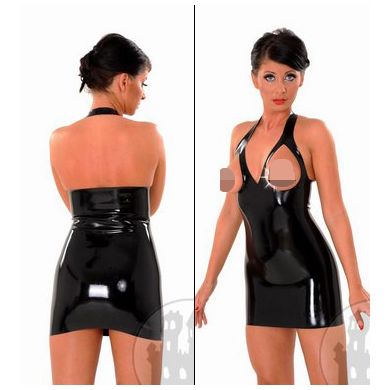 Latexminikleid brustfrei mit Triangelträger