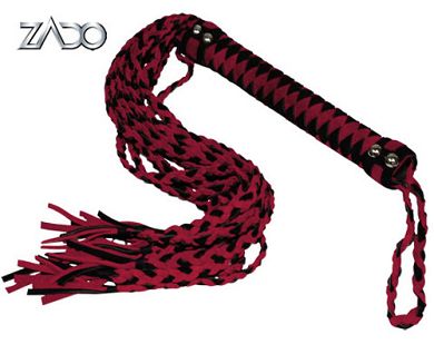 Leder Velours Peitsche rot/schwarz
