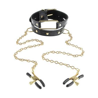 Fetish Fantasy Gold Halsband und Brustklammern