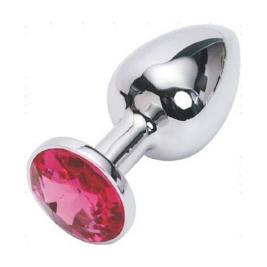 Sehr Großer Metall Stahl Plug 4.5cm Durchmesser Kunstglasstein in rosa