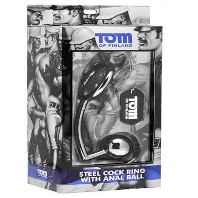 Tom Of Finland Penisring aus Stahl mit Analplug