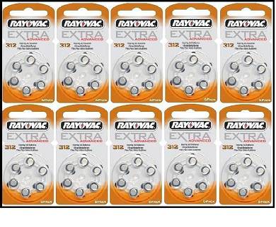 60X RAYOVAC TYP 312 EXTRA ADVANCED HÖRGERÄTEBATTERIEN KNOPFZELLEN --- NEU OVP