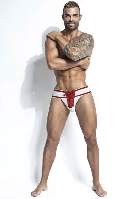 Jack Adams Footballer Lace-UP Jockstrap white/red