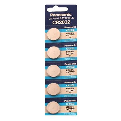 5x CR2032  Lithium-Batterie  3,0Volt  220mAh  20,0x3,2mm Panasonic Blister