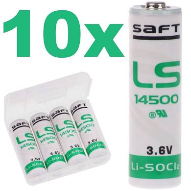 10x Saft Lithium 3,6V Batterie LS 14500 - AA - LS14500 Li-SOCl2 Batterien