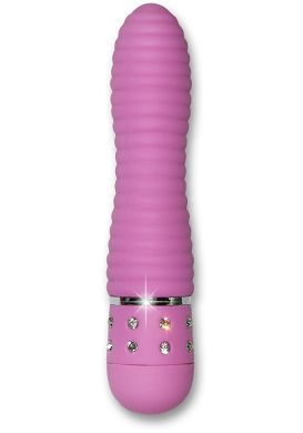12,5 x 2,5 cm Vibrator Shots Toys Diamond Ribbing pink