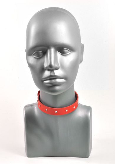 Leder Halsband - 24mm - rot KRISTALL