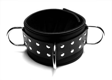 Leder Halsfessel XL BREIT schwarz