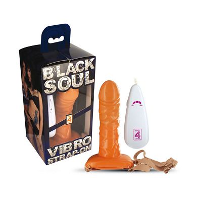 T4L Black Soul Strap-On Vibro, 16 x 4 cm