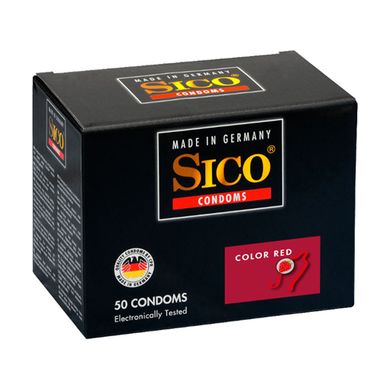 Sico Color Kondome, rot mit Erdbeergeschmack - 50 Condoms