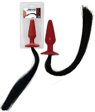 Pony play whip anal plug