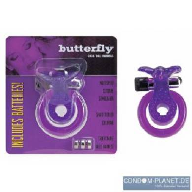 Cock & Ball Harness Butterfly purple