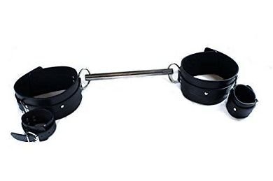 Bondage Oberschenkel Fixierung in schwarz mit Spreitzstange