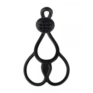 Penis- und Hodenring mit Klitorisreizer, schwarz