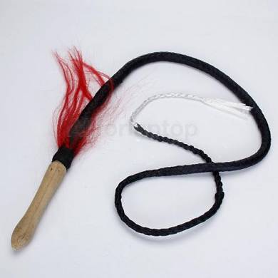 6ft Schwarz Geflochte Leder Peitsche Kuhfell Peitsche Mit Holzgriff