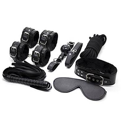 Highdas Sex Game Leder 7 Bondage Kit Set Handschellen Peitsche Seil Maske Fetisch Bondage