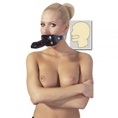 Leder-Mundknebel mit Latexdildo