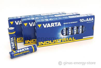 30 x VARTA Industrial AAA Micro MN2400 IN2400 LR03 im Spenderstreifen