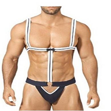 FEESHOW Herren Mankini String Tanga Bikini Set Kellner Kostüm Badehose Partywear Reiz