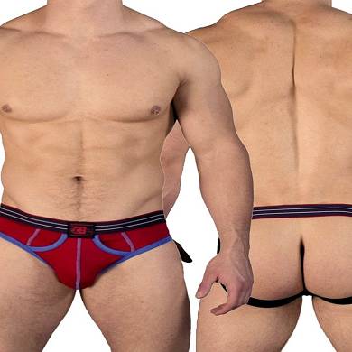 GB2 Double O Opening Jock Brief Underwear Red/Sky
