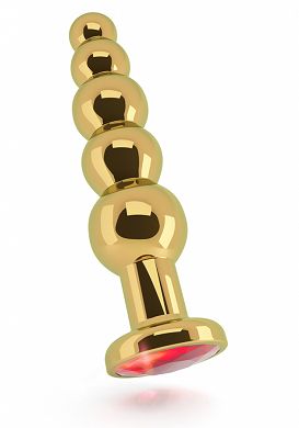 12,5 x 3,3 cm Rich Buttplug gold - red sapphire