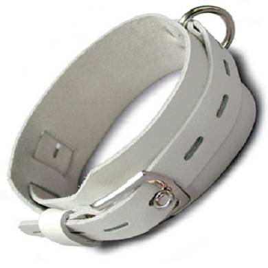 Weies Deluxe Leder Halsband