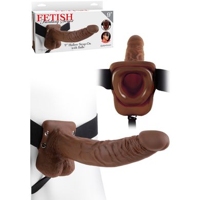 24 x 4,6 cm Fetish Fantasy - Hollow Strap-On with Balls brown Umschnalldildo