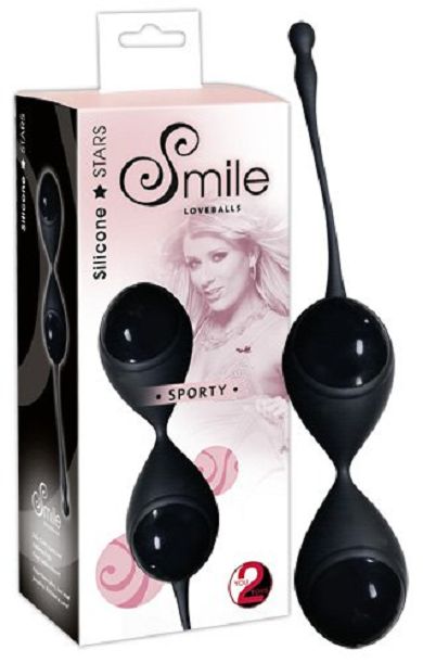 Smile Sporty - Liebeskugeln mit Vibroball-Innenleben in Schwarz