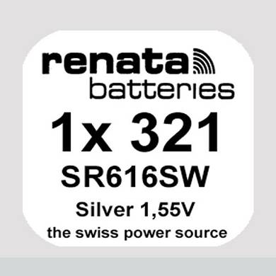 1x Renata 321 Uhren-Batterie Knopfzelle SR616SW 1,55V Silberoxid Neu