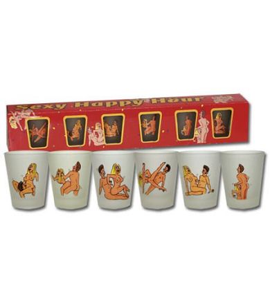 Glser mit sexy Cartoonfiguren - 6 Stck